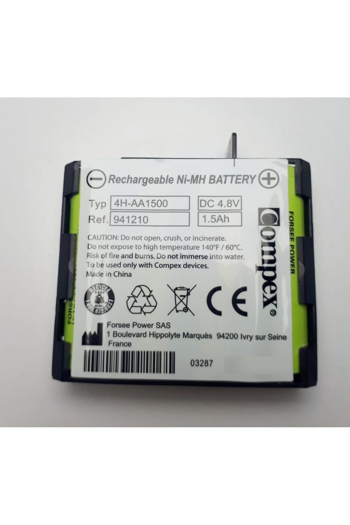 Compex Batarya 1.5 Ah 4.8V - 1 Pakette 4 Adet Soketli Kablolu Elektrot Hediye