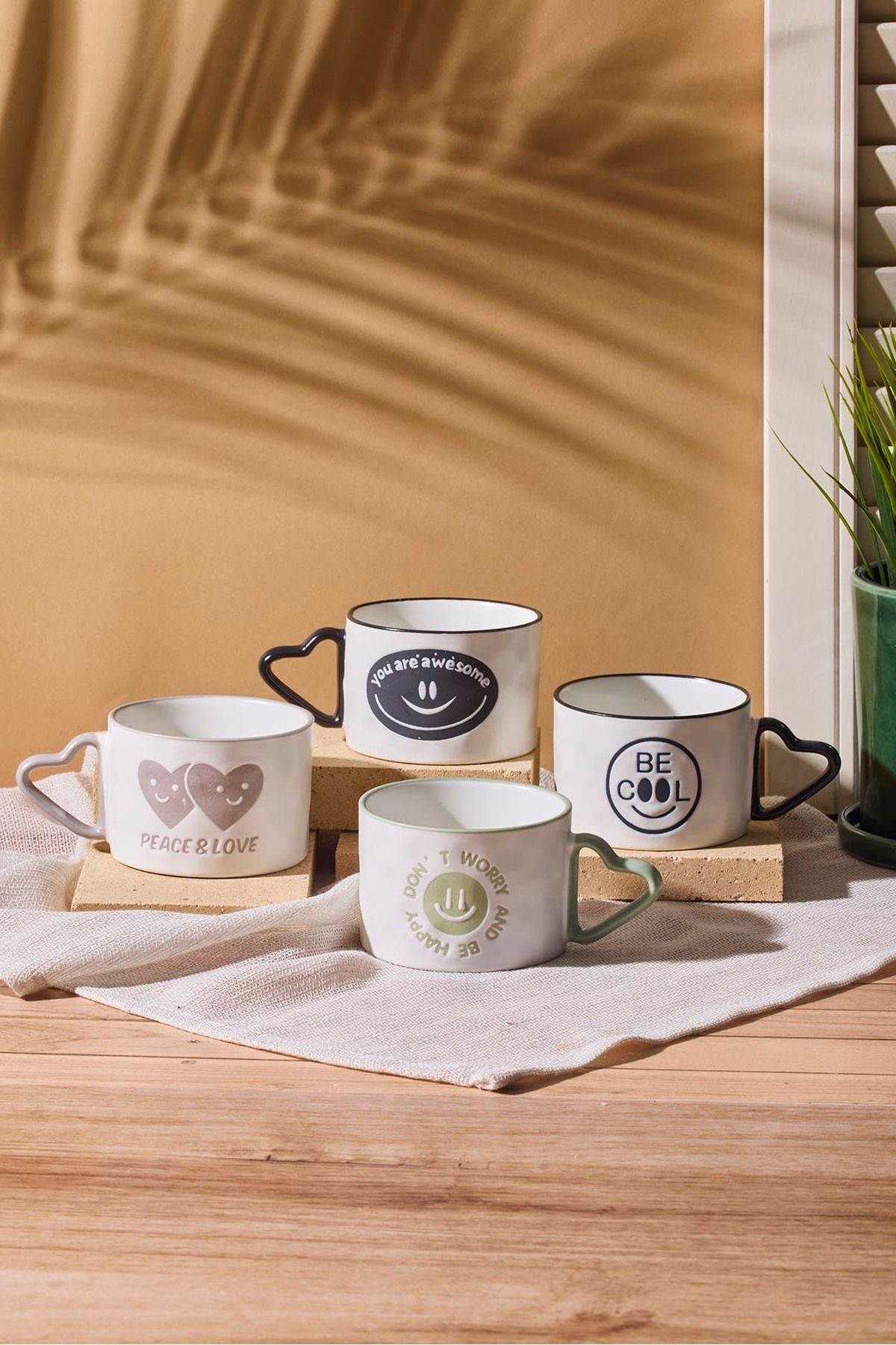 Perotti Cool 4'lü Porselen New Bone China 250 ml Kupa Seti Mug