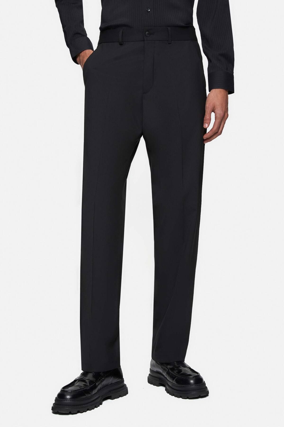 Tween Relaxed Fit Siyah Chino Pantolon