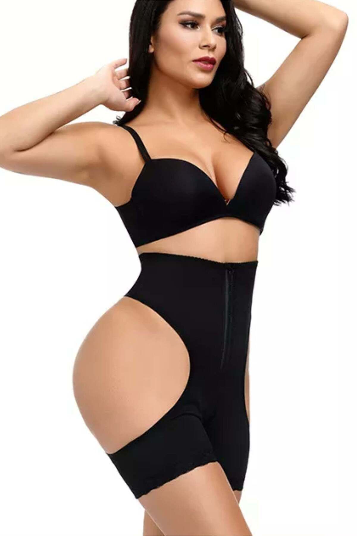 Linovit-Chiloți modelatori Lily - Push-up și corset - Negri - L/XL, Negru 5