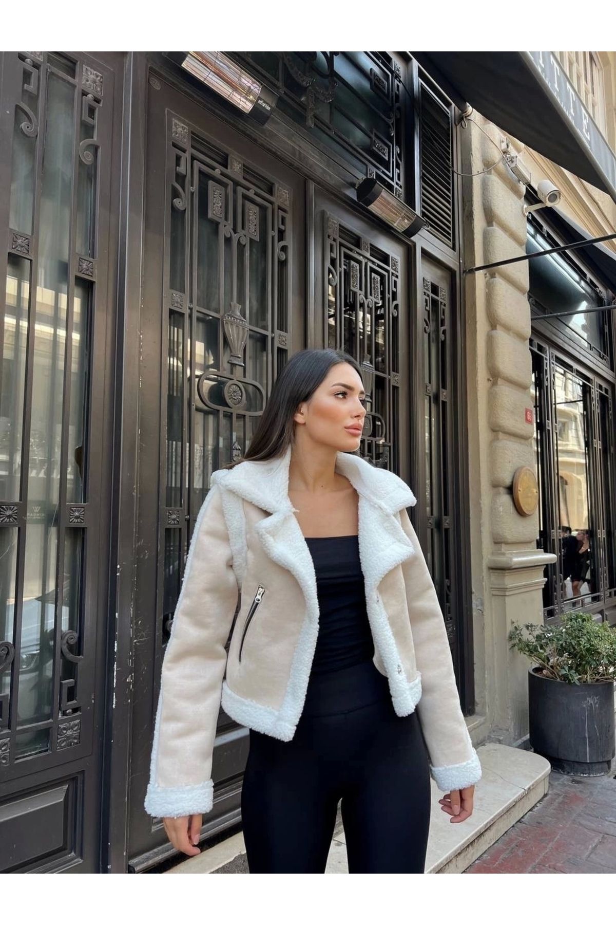 BellevieStore KUZU YUMOŞ KAPLAMA TAK ÇIKAR KOL CROP NUBUK KABAN