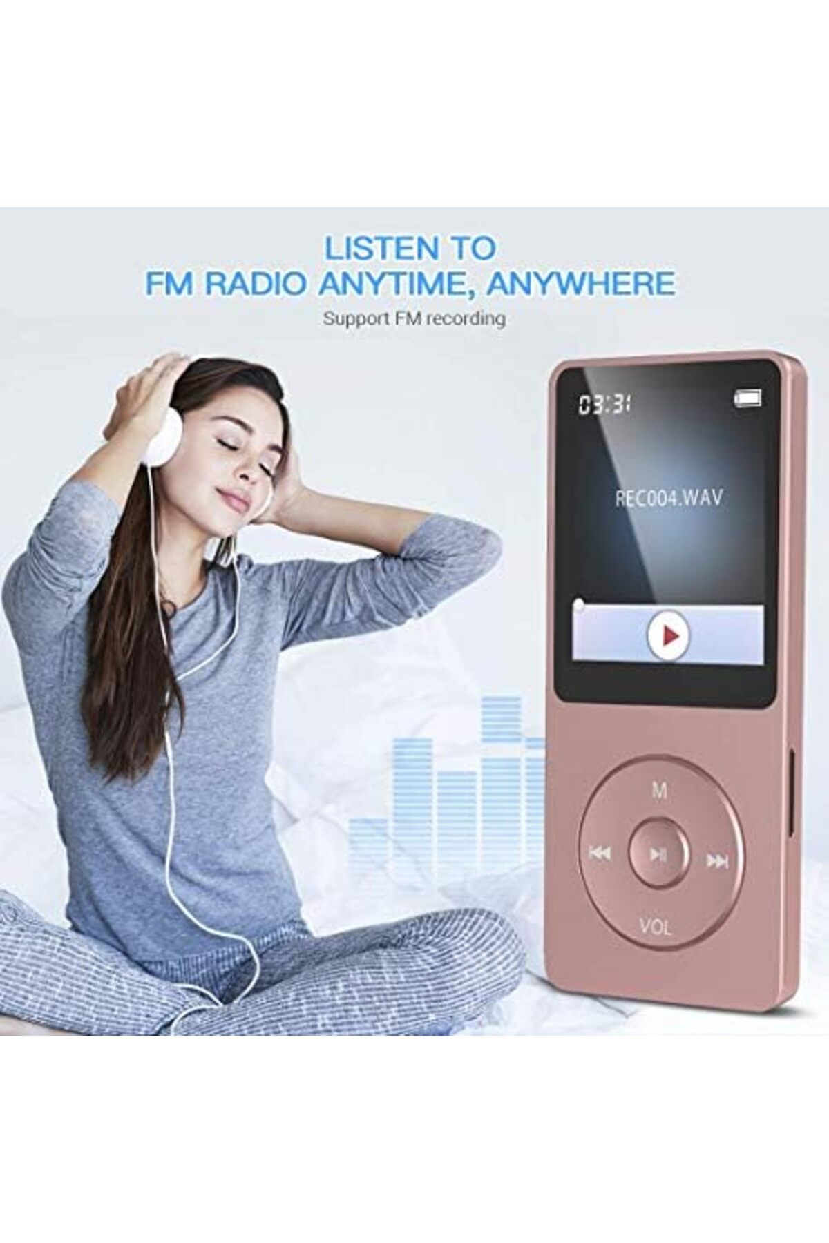AGPTEK-A02 8GB MP3 Player, 70 Hours Playback Lossless Sound Music Player, Supports up to 128GB, Rose 8