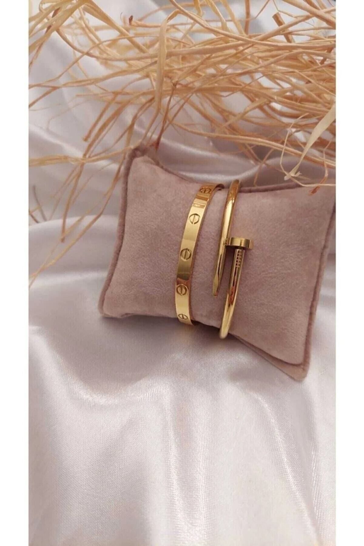 JEWELRY Çivi Ve Cartier Çelik Bileklik Set Elvnçcbç
