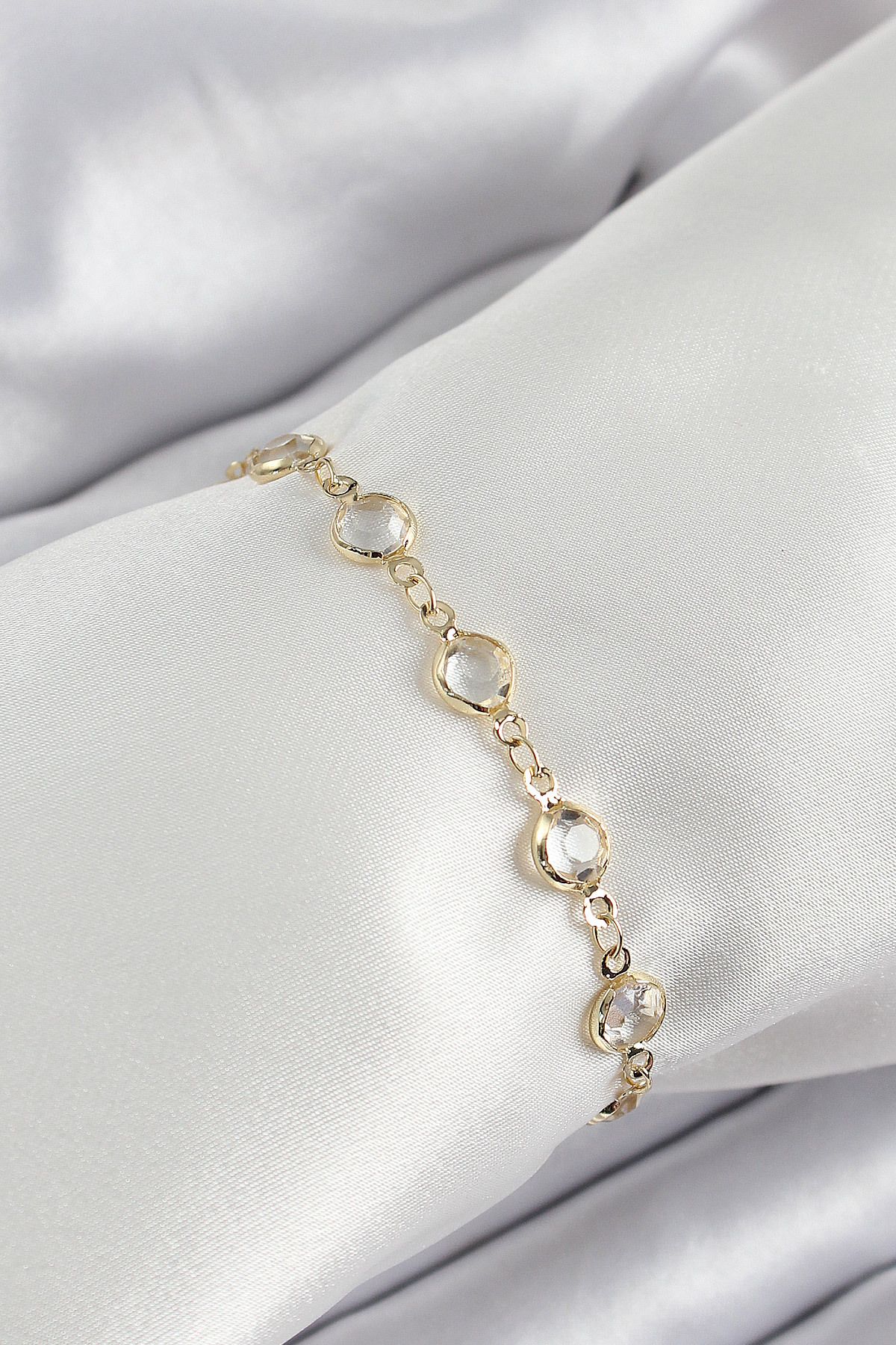 STİLLOVE Pirinç Gold Renk Zirkon Taşlı Kadın Bileklik SL12200