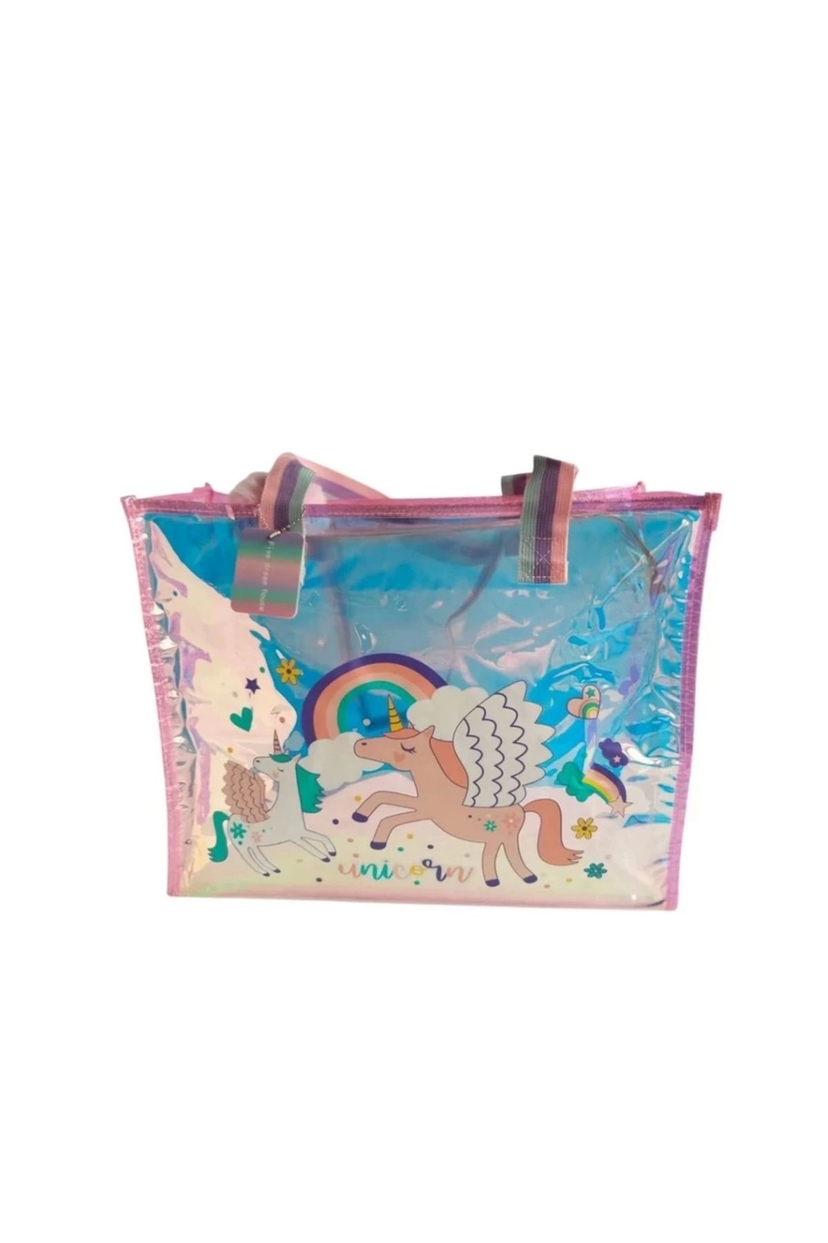 Finetoo Çocuk Eğitici Dream Vest Şeffaf Hologram Unicorn Büyük Omuz Çantası