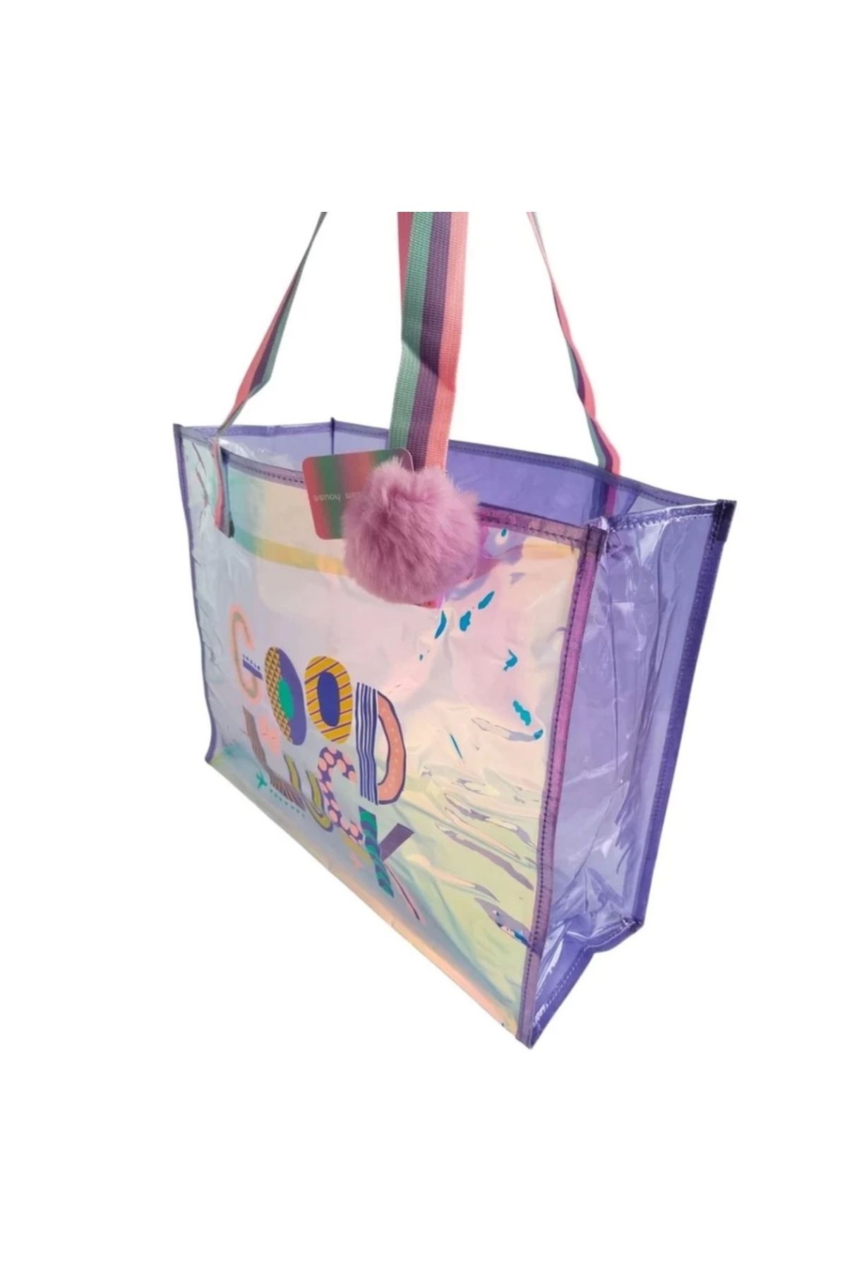 Finetoo Çocuk Eğitici Dream Vest Şeffaf Hologram Mor Good Luck Büyük Omuz Çantası