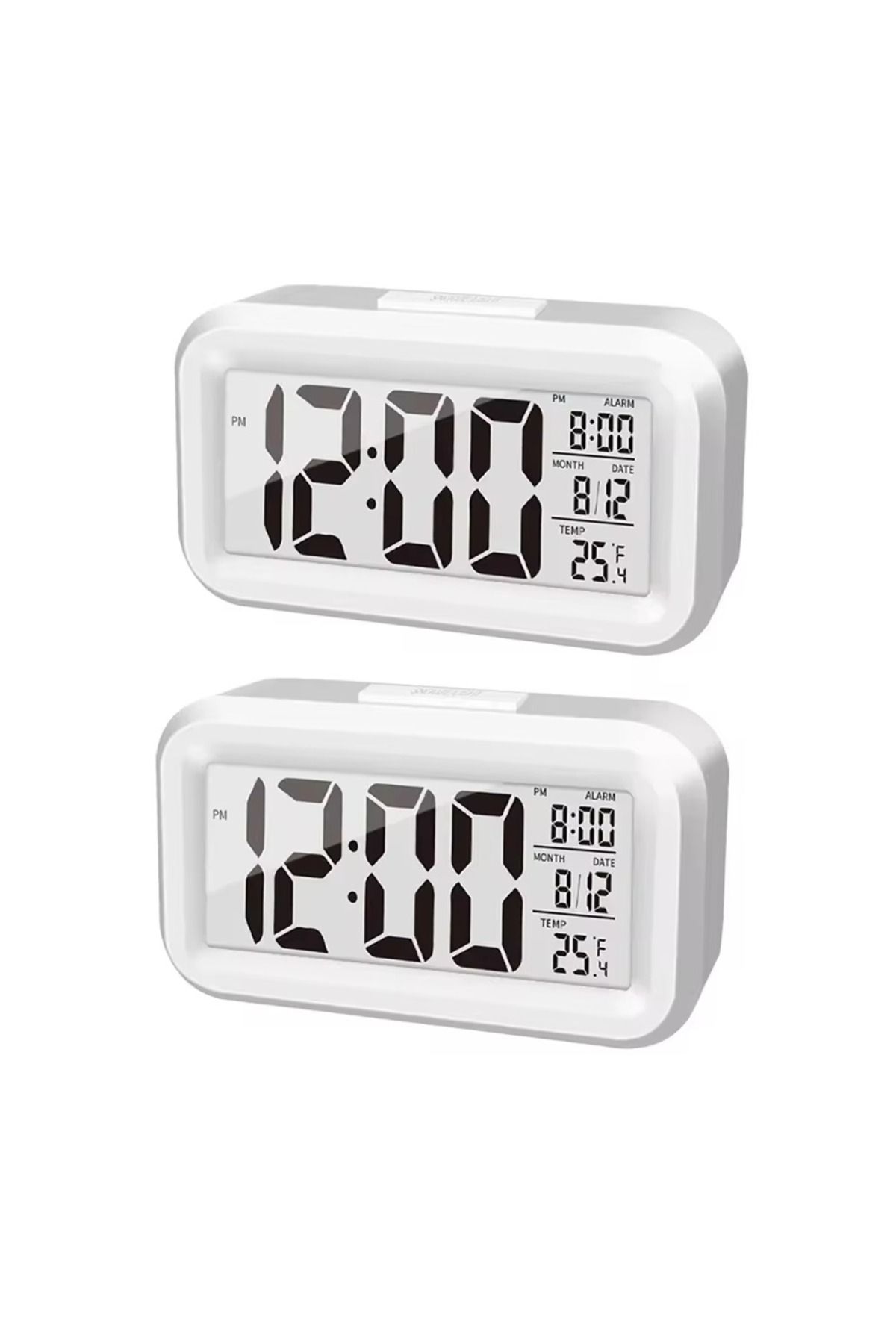 Choice-2pcs white LED Digital Alarm Clock Backlight Snooze Data Time Calendar Desktop Multifunction Electro 1