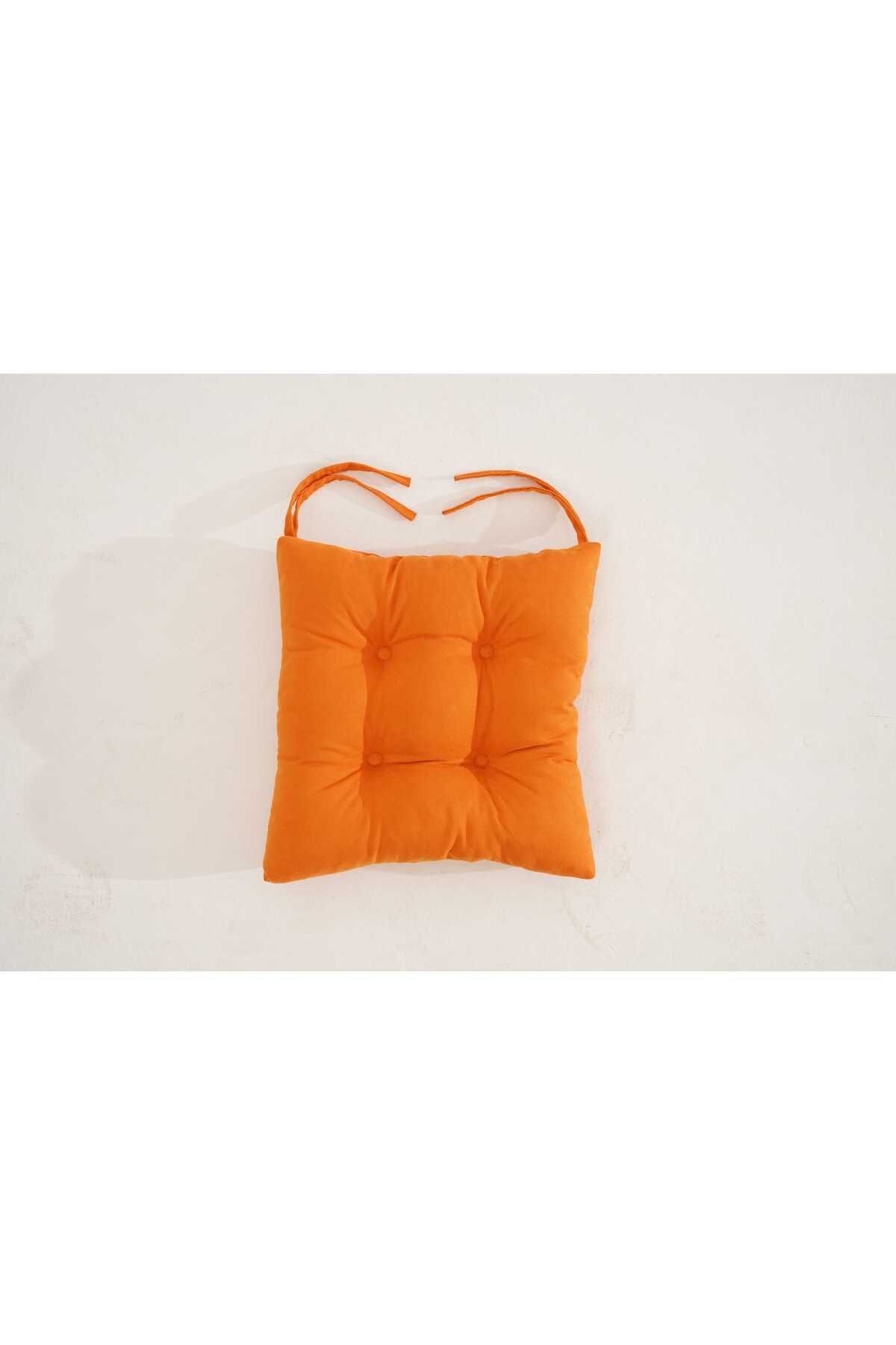 UYKUPEREST Pastello Sandalye Minderi –Turuncu – Kadife Dokulu, Bağcıklı, Yıkanabilir – 40x40