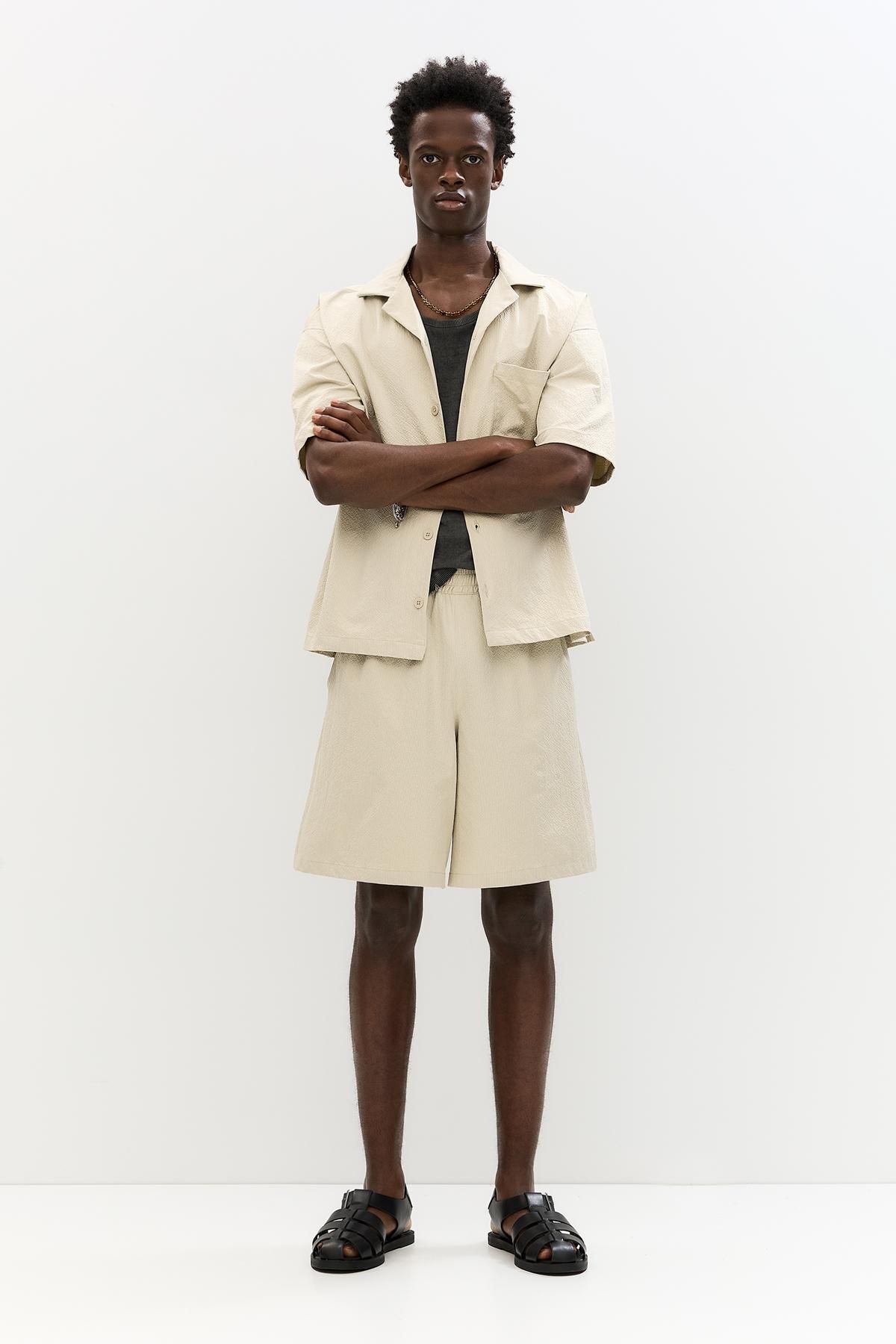 Pull & Bear-Seersucker jogger Bermuda shorts 2