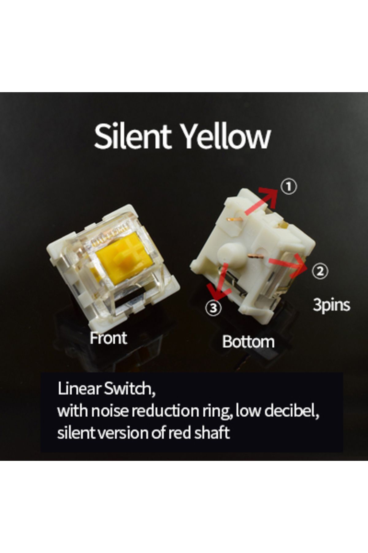 GGBEE-10pcs Silent Yellow Outemu Switch for Keyboard 3Pin Dustproof Linear Tactile Clicky Silent Switches 1