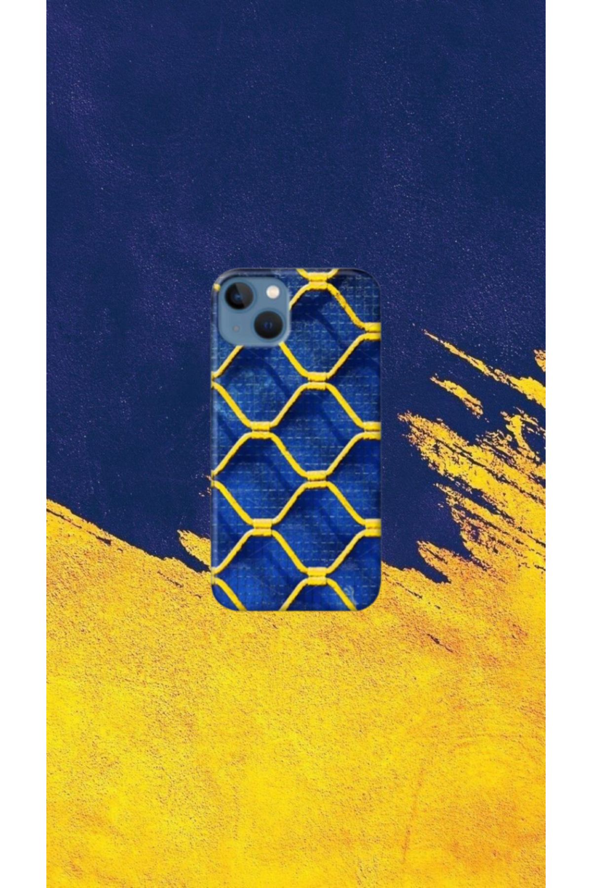 cover shopp Sarı-Lacivert Desenli Kılıf Tasarımı-7 IP 14