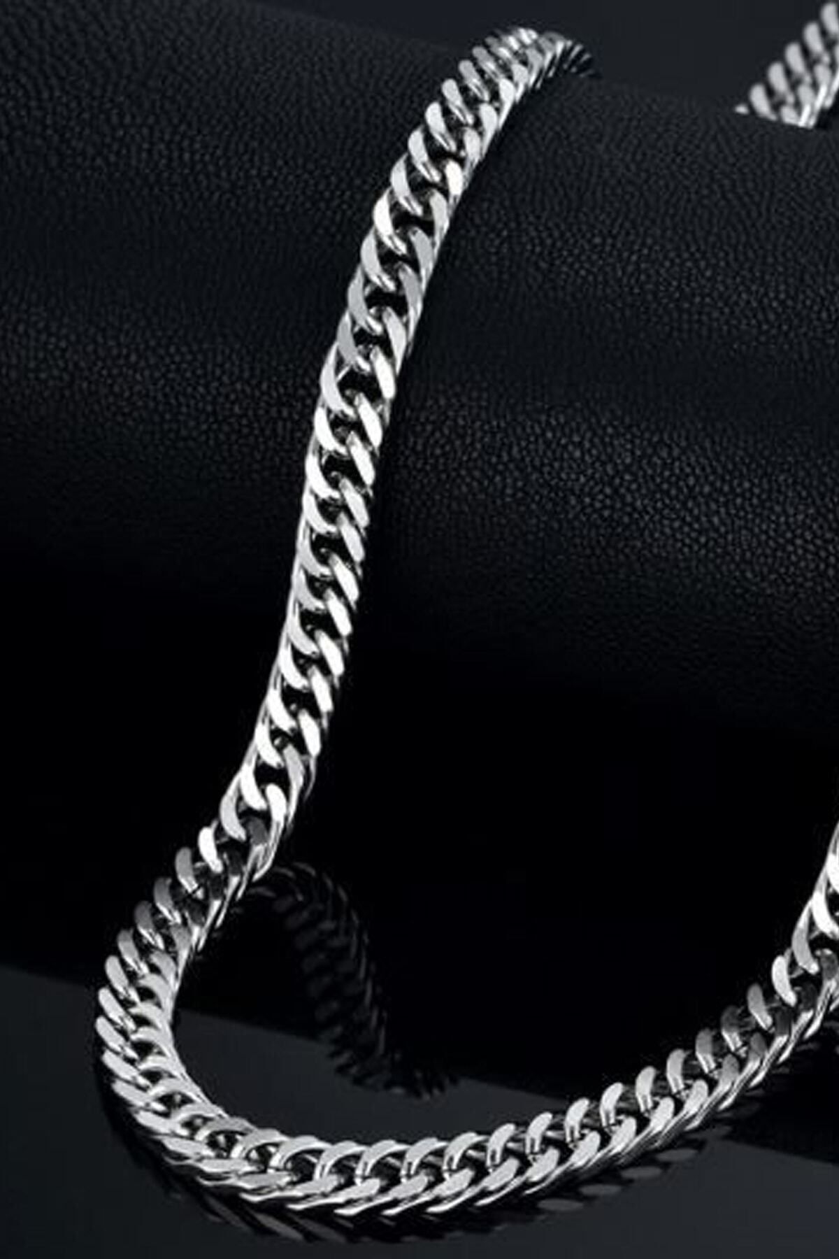 JEWELRY Kalın 6mm Sık Aralıklı Yassı Zincir