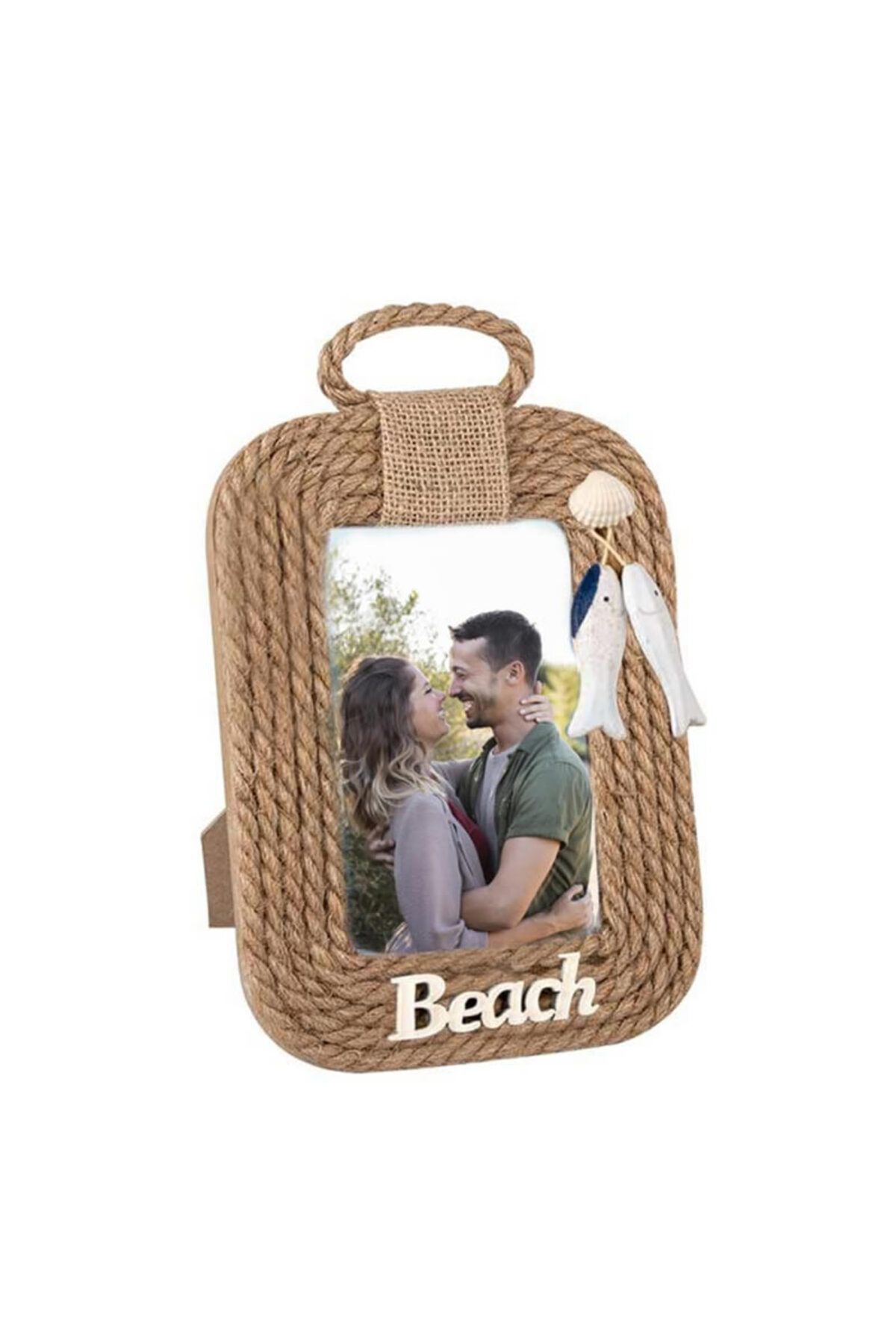 Hediyeci Market Beach Hasır İpli 17x26 Ahşap Fotoğraf Çerçevesi