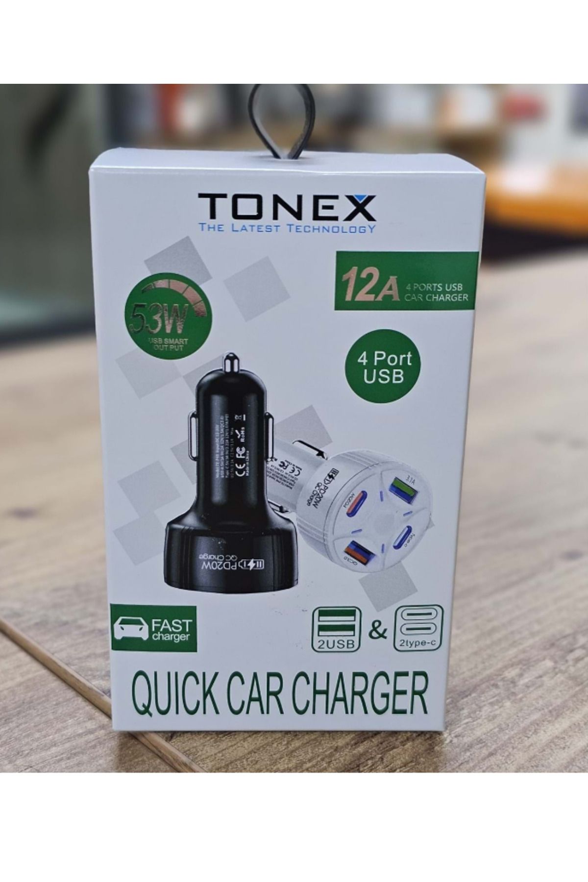 tonex 4A 53W 2x PD + 2x USB-A Araç İçi Şarj Adaptörü (Başlık)
