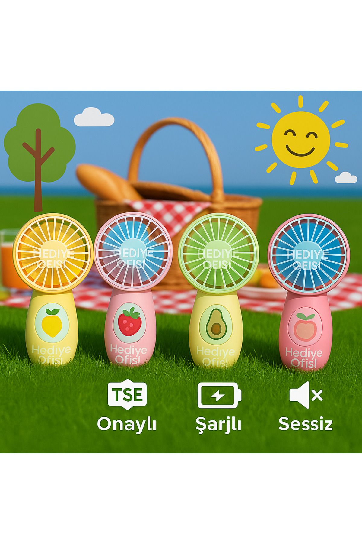 hediyeofisi Taşınabilir Şarjlı Mini Fan | Sessiz & Taşınabilir Serinletici –Yaz İçin İdeal Vantilatör TSE ONAYLI