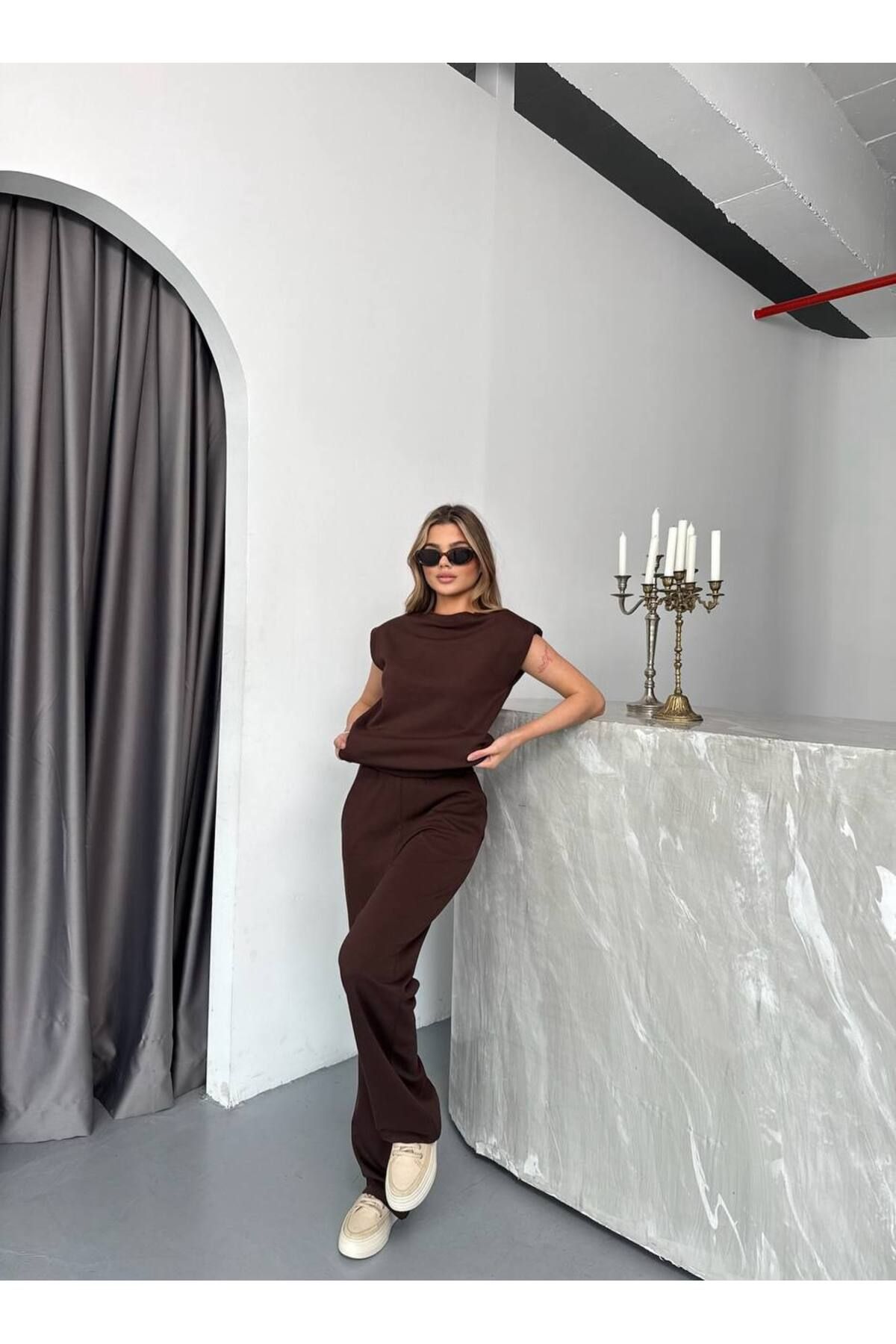 OYERGA MODA Kadın Premium Kumaş Vatkalı İkili Takım