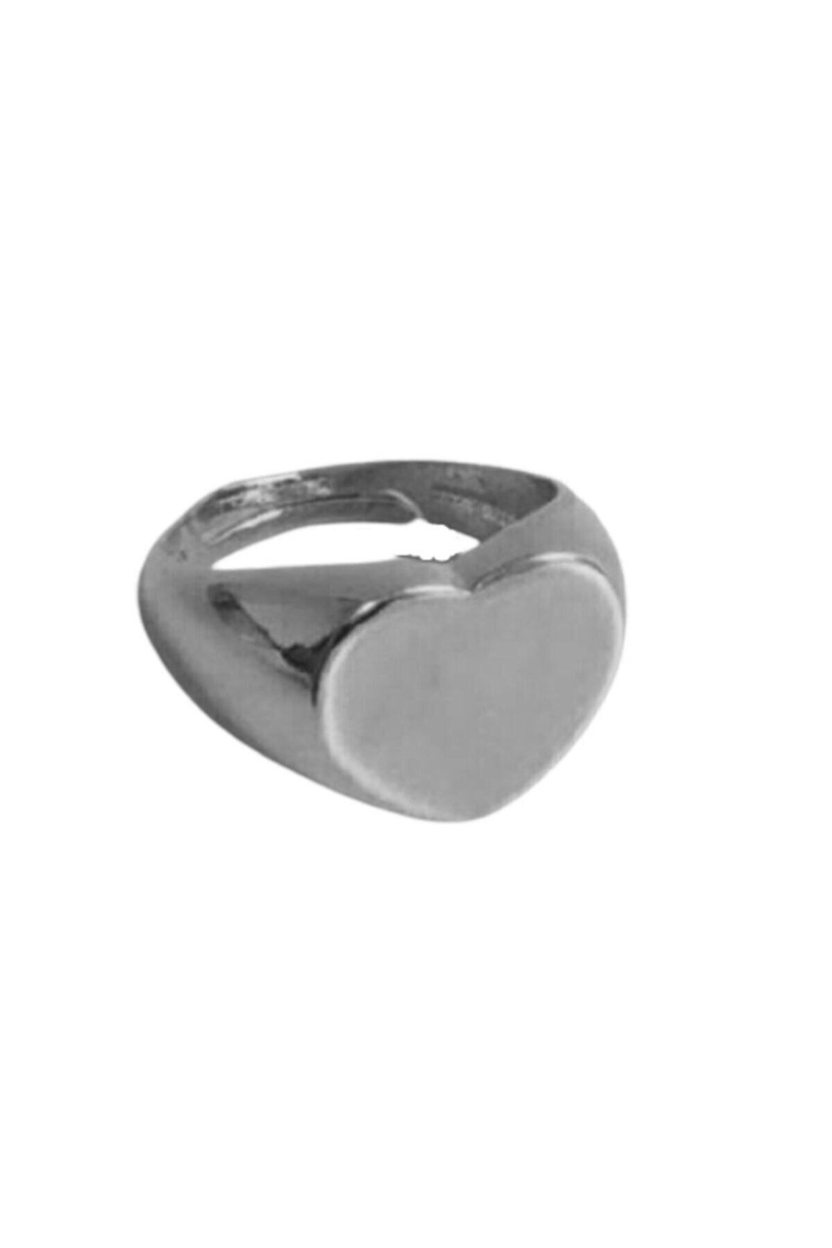 JEWELRY Kadın Gümüş Kalpli Plaka Yüzük