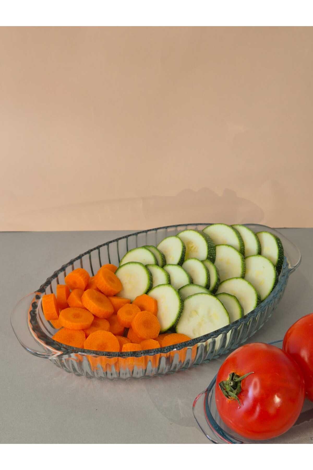 Kaveh glass KAVEH CAM KAYO BÜYÜK DESENLİ SUNUM- SERVİS TABAĞI 28 X 14 CM BORCAM PN1289GCL