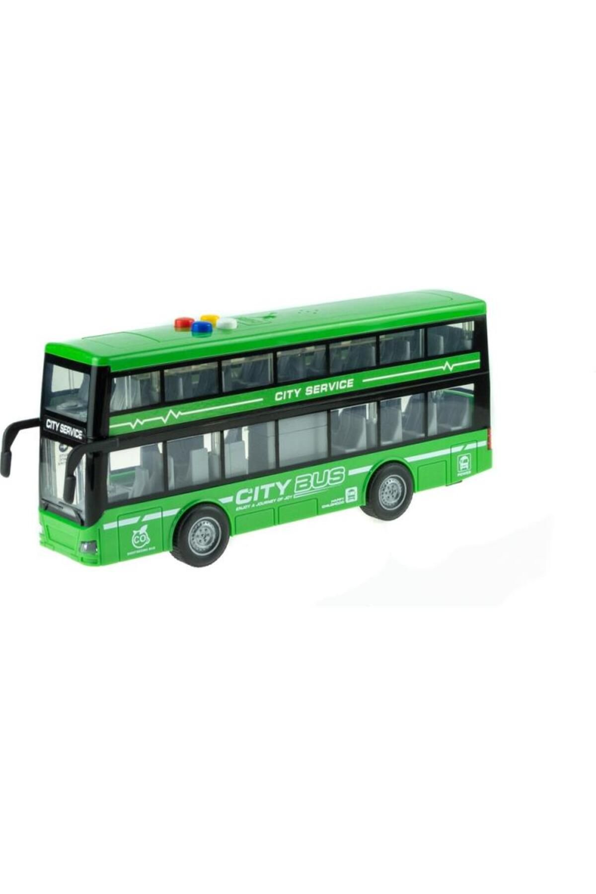 Ceren Oyuncak Ceren Ctoys Yeşil Çift Katlı Sesli Işıklı Sürtmeli Otobüs RJ5504