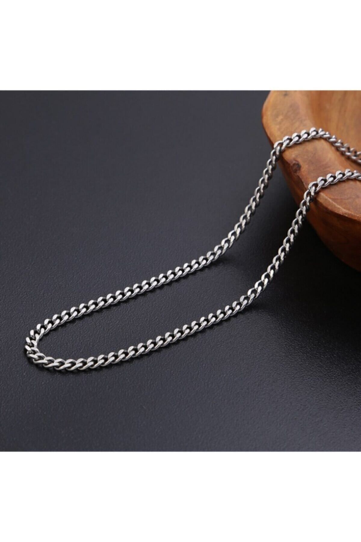 JEWELRY Kaliteli Gümüş Modeli Unisex Bakla Kuban Salaş Zincir 70 Cm