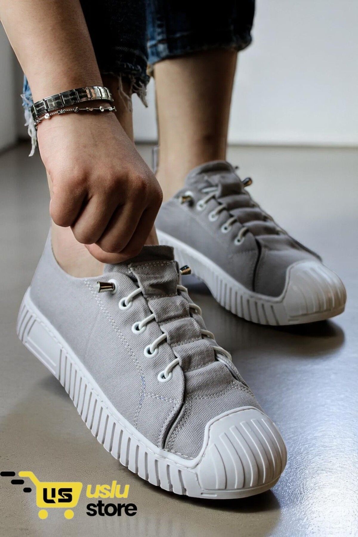 USLU Kadın Lastik Bağcıklı Rahat Spor Ayakkabı Sneaker