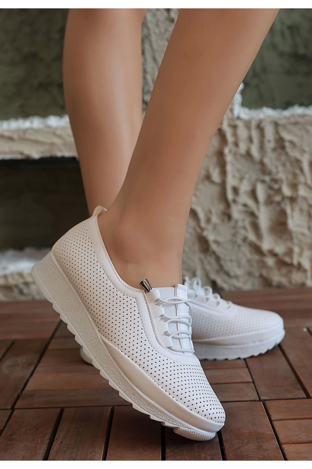 BellevieStore Hooset Bej Cilt Babet Ayakkabı