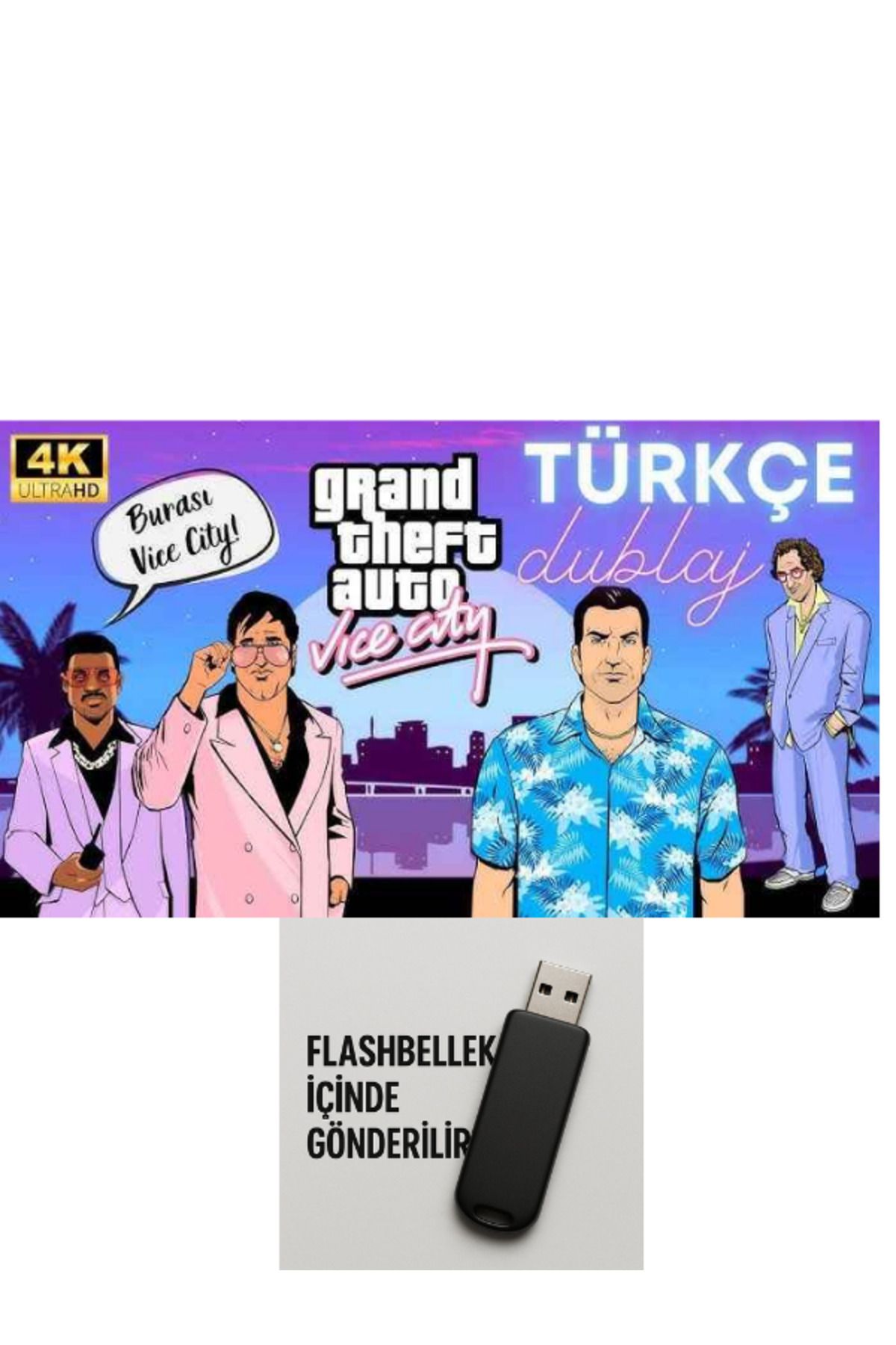 Tigdes 🎮 GTA Vice City Türkçe Dublaj PC Oyunu | 4K Yenilenmiş | Kuruluma Hazır Flash Bellek | Windows