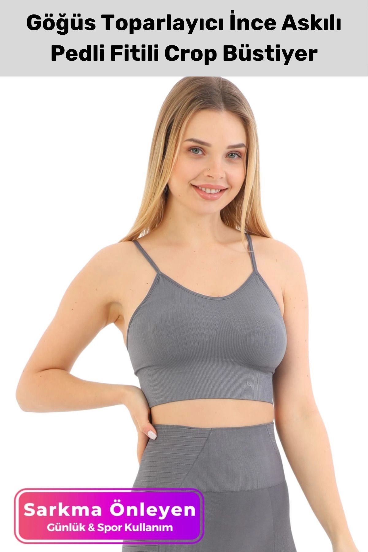 PeraNova Premium Göğüs Toparlayıcı Sarkma Önleyen Spor Günlük İnce Askılı Pedli Fitilli Crop Büstiyer