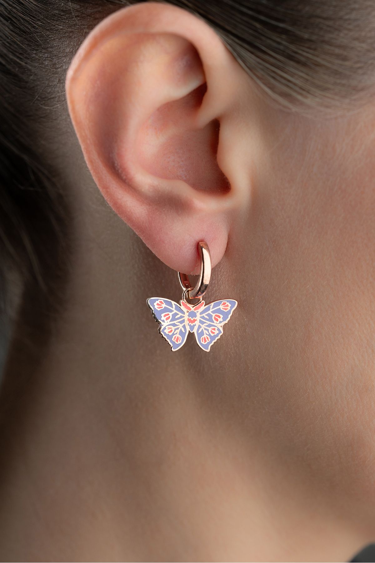Silvano Jewelry 925 Ayar Gümüş Mineli Kelebek Küpe