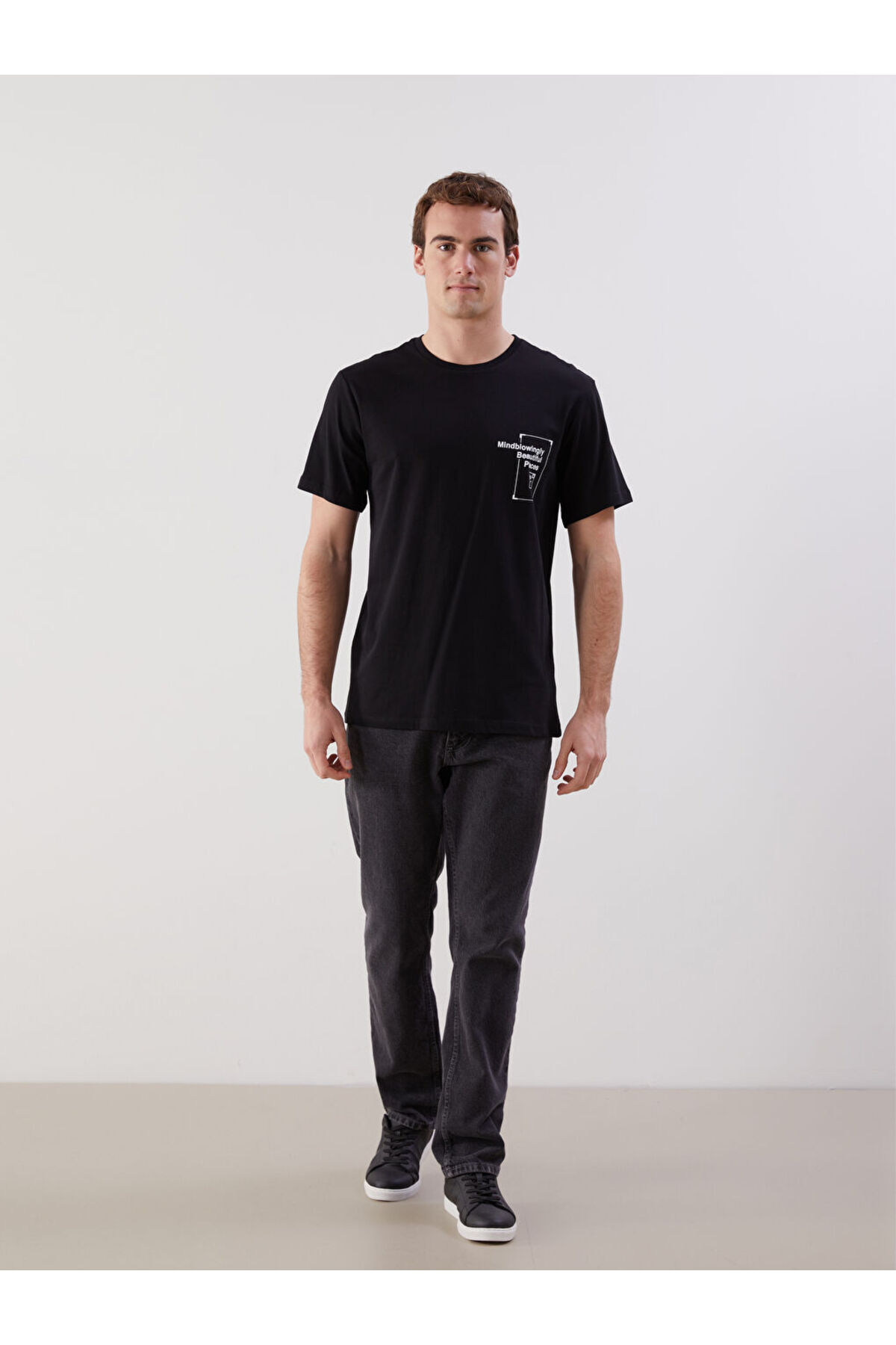 LC Waikiki-New Season Crew Neck Κοντό μανίκι εμπριμέ χτενισμένο βαμβακερό ανδρικό Tisort - S5IQ59Z8 2