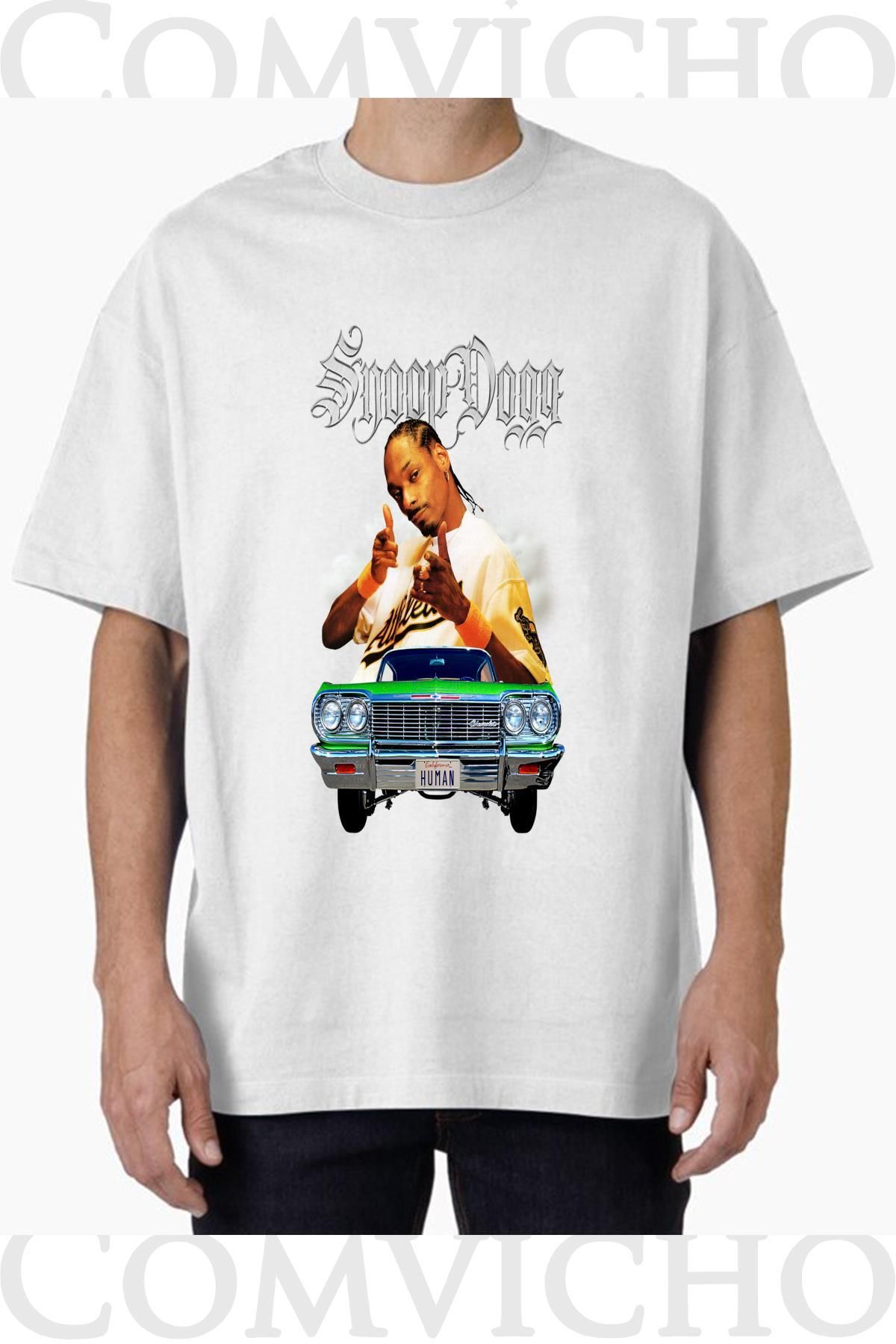 COMVİCHO Unisex snoop dogg v12 Tasarım Baskılı Oversize Tişört