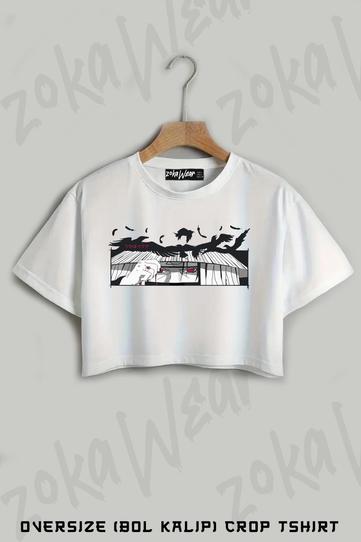 ZOKAWEAR Uchiha Itachi Naruto V4 Baskılı Oversize Crop T-Shirt