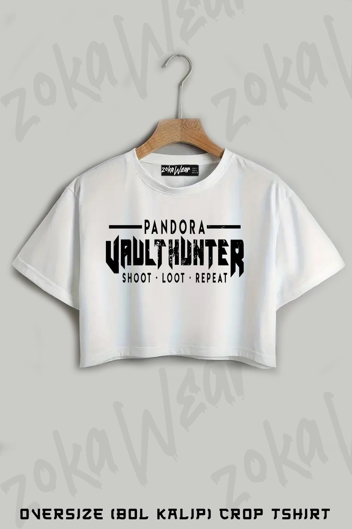 ZOKAWEAR Vault Hunter (BORDERLANDS) Baskılı Oversize Crop T-Shirt