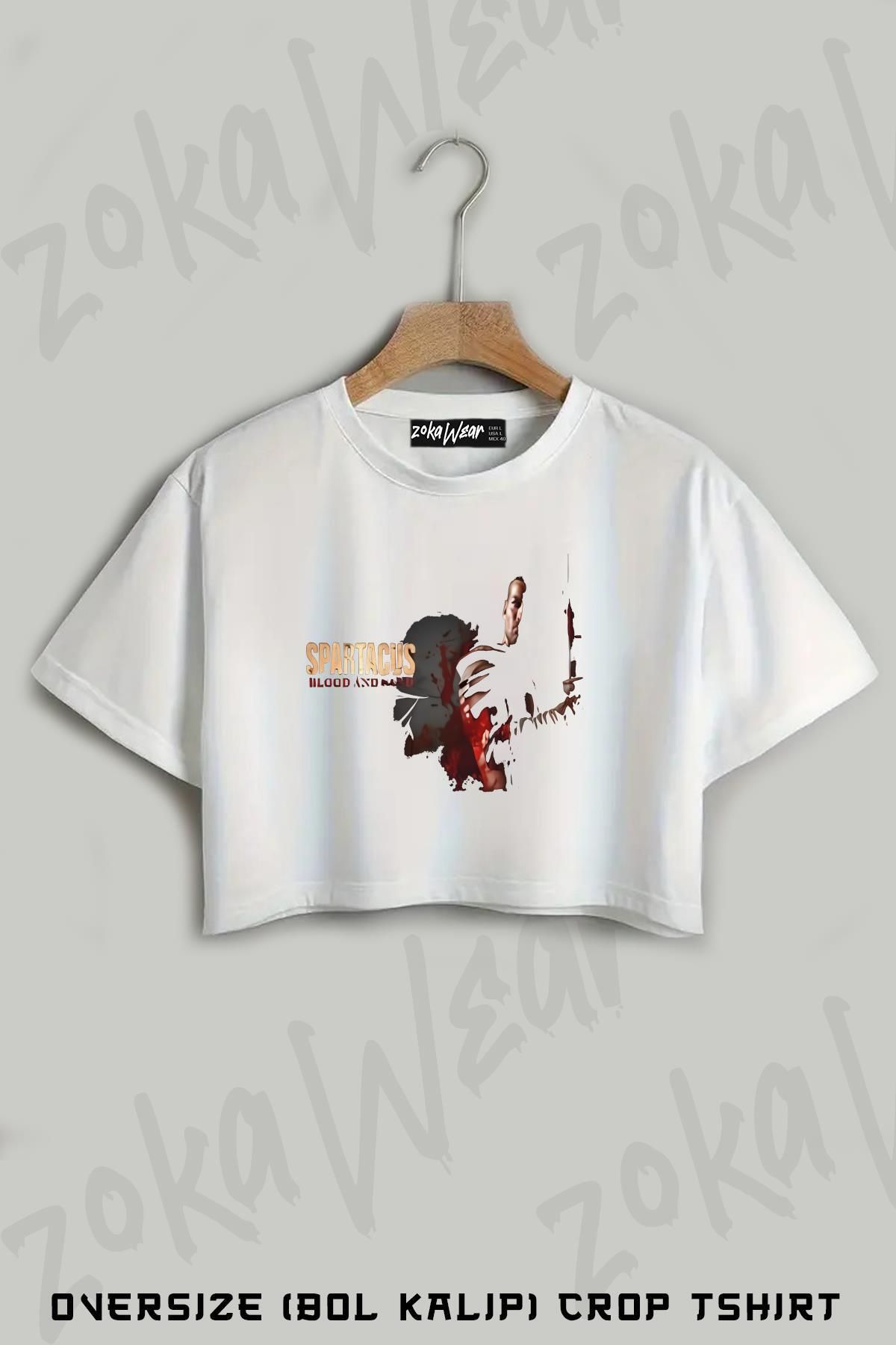 ZOKAWEAR Spartacus War Of The Damned Baskılı Oversize Crop T-Shirt