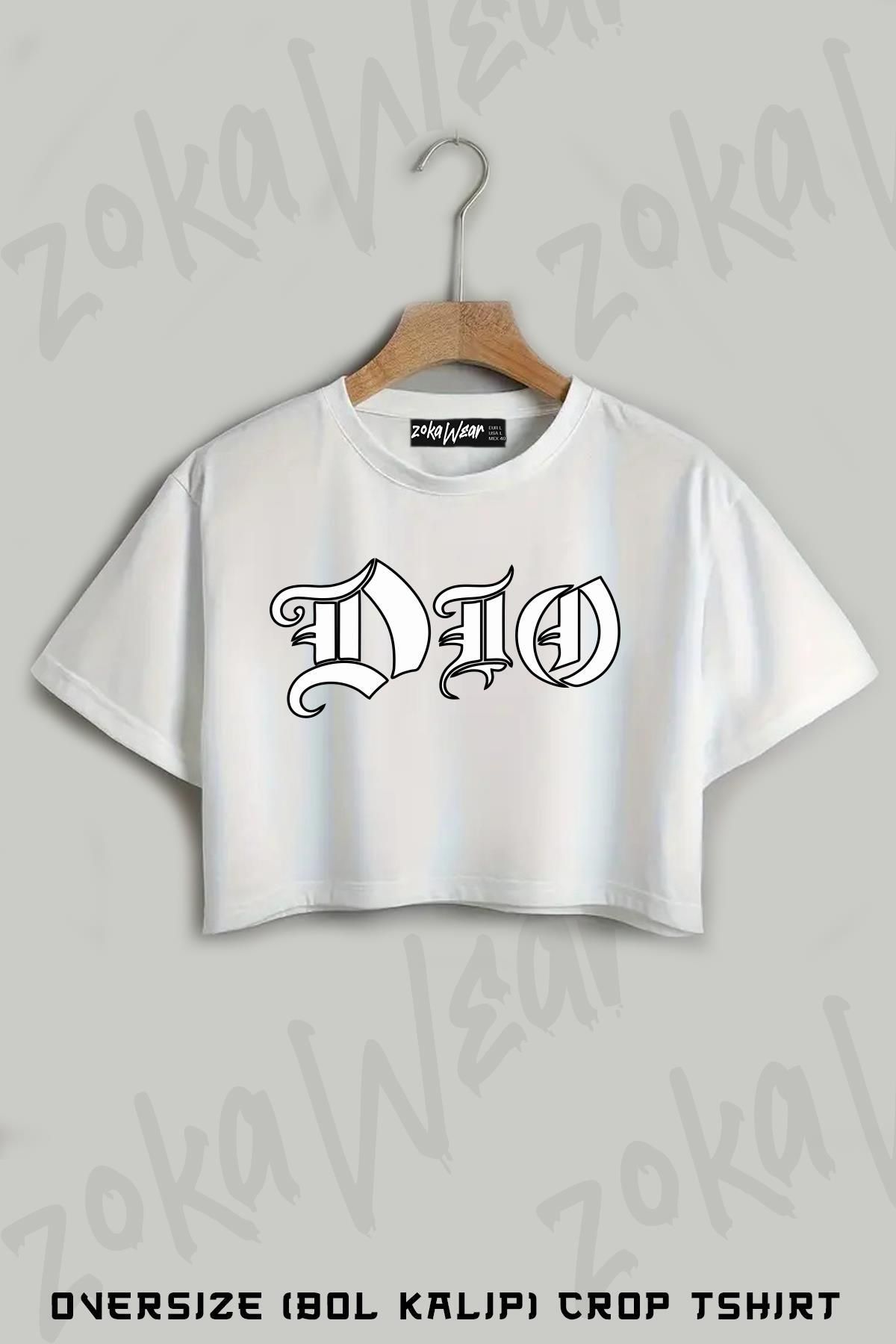 ZOKAWEAR Logo Ronnie James Dio Baskılı Oversize Crop T-Shirt