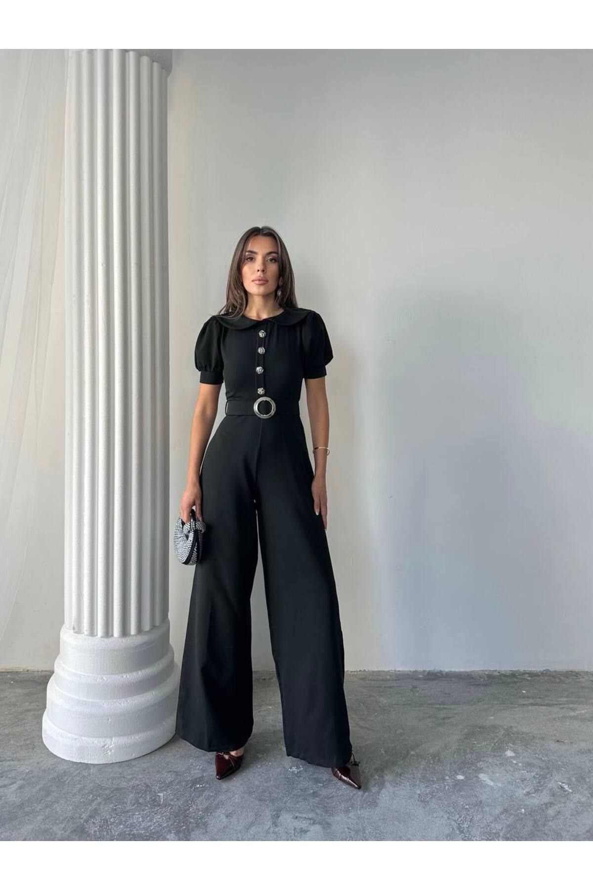 conconmoda Kadın Tasarım Kemerli Düğme Detaylı Alvin Tulum