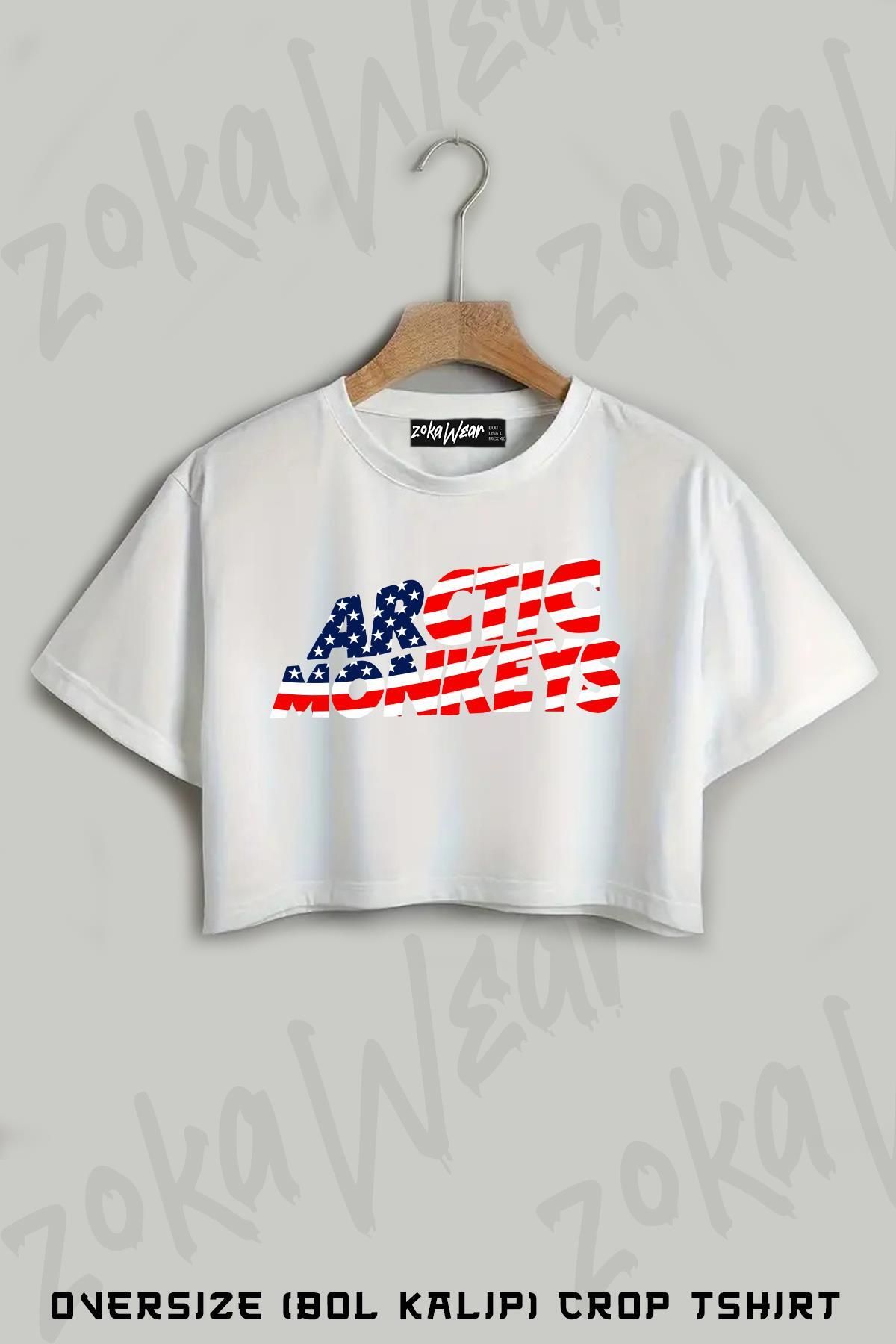 ZOKAWEAR Arctic Monkeys B5 Baskılı Oversize Crop T-Shirt