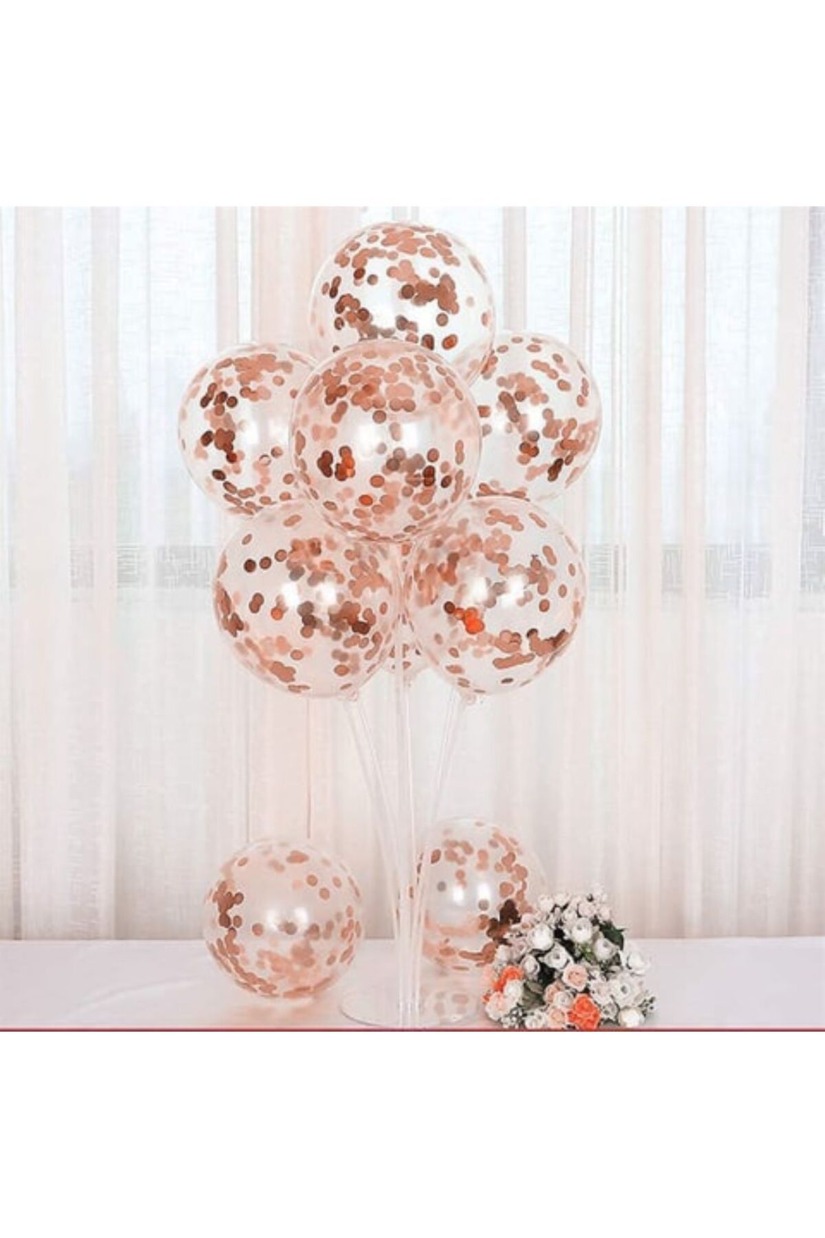Deniz Party Store Rose gold şeffaf Konfetili Balon 10 Adet