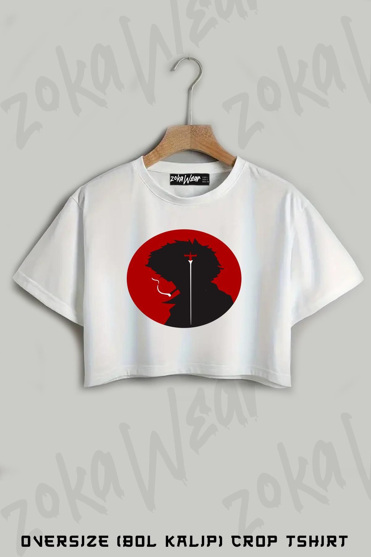 ZOKAWEAR Cowboy Bebop Spike Spiegel Baskılı Oversize Crop T-Shirt
