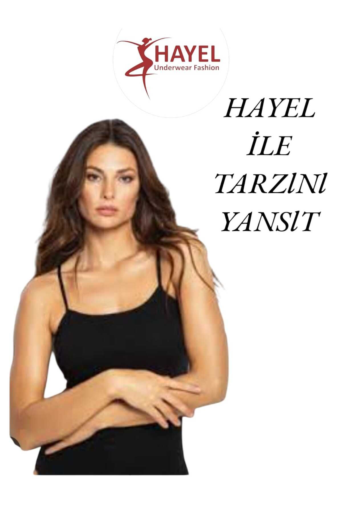 HAYEL 1 Adet Siyah Beyaz Ten Rengi Kadın Askıı Atlet
