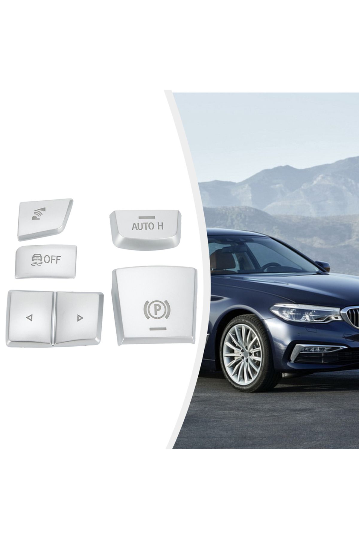 Choice-5pcs Handbrake Variable Speed Panel Side Switch P Button Cover Car Handbrake Button For BMW 5 6 S... 3