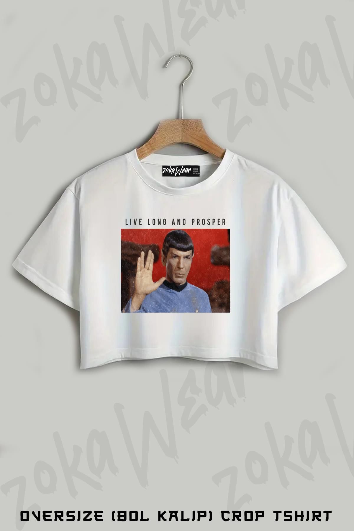 ZOKAWEAR Star Trek Next Generation Live long Baskılı Oversize Crop T-Shirt