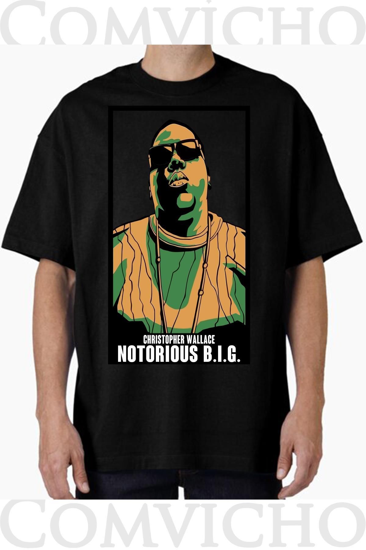 COMVİCHO Unisex biggie v10 Tasarım Baskılı Oversize Tişört