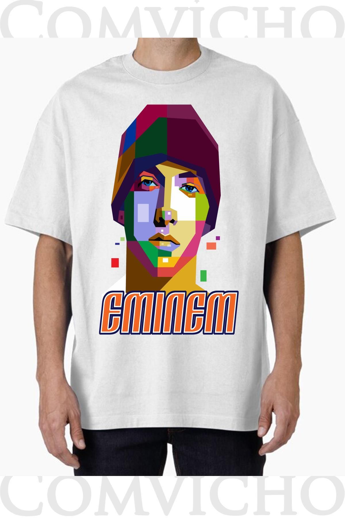 COMVİCHO Unisex emınem v5 Tasarım Baskılı Oversize Tişört