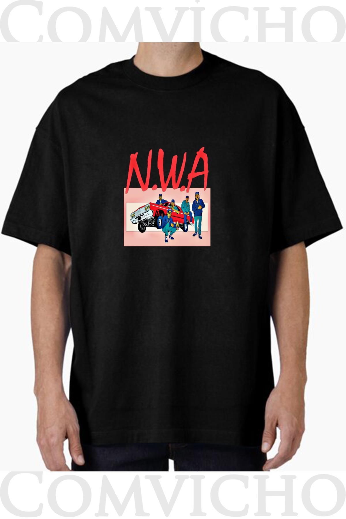 COMVİCHO Unisex n.w.a v2 Tasarım Baskılı Oversize Tişört