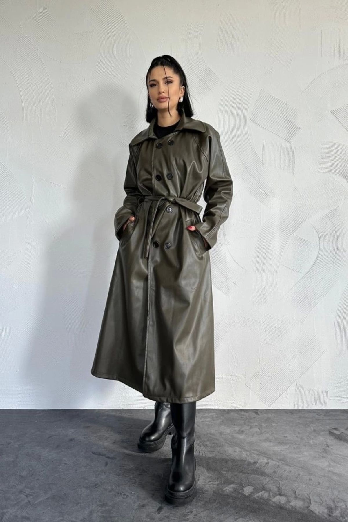 Butik Haki Reglan Kol Trençkot
