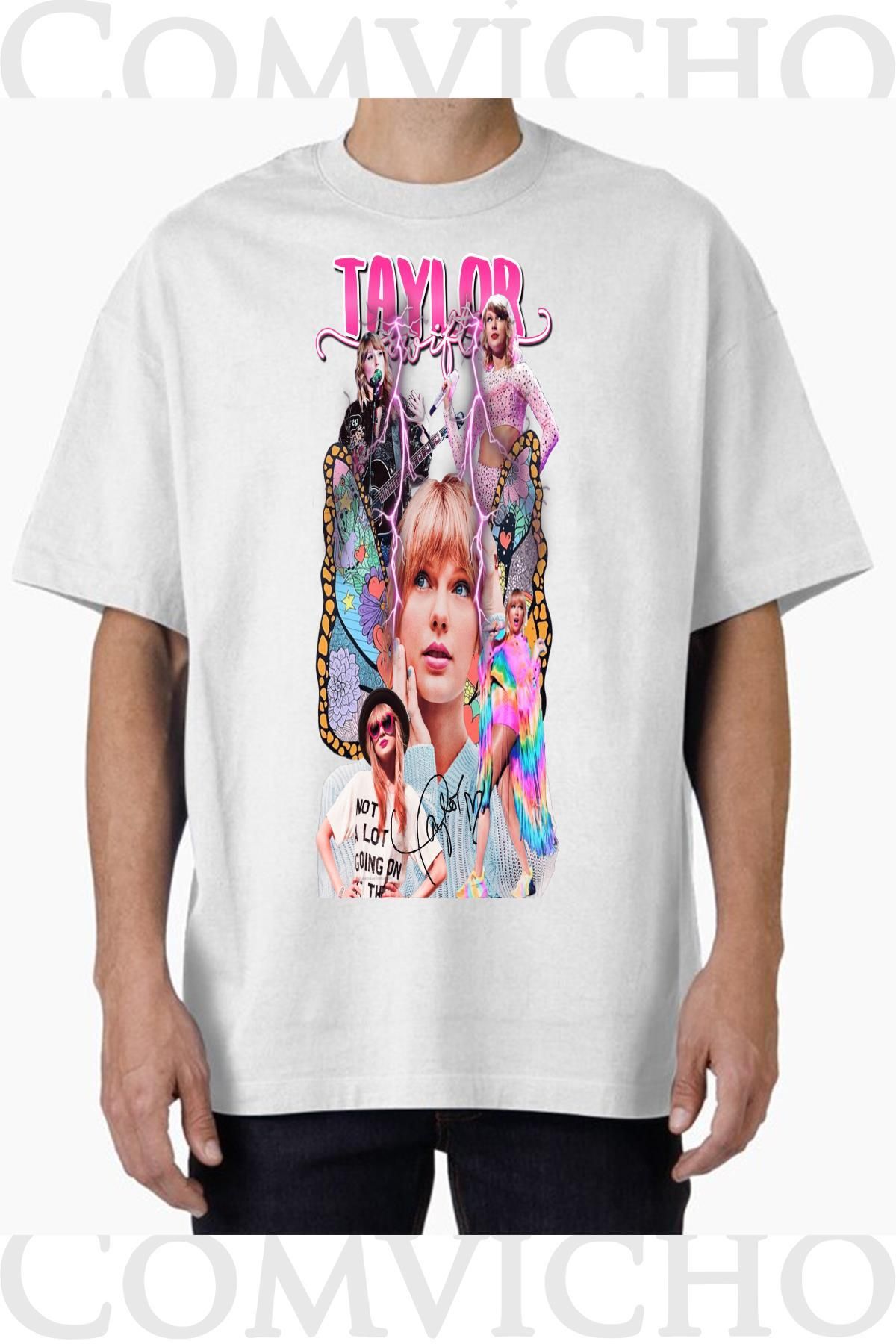COMVİCHO Unisex taylor swıft v2 Tasarım Baskılı Oversize Tişört
