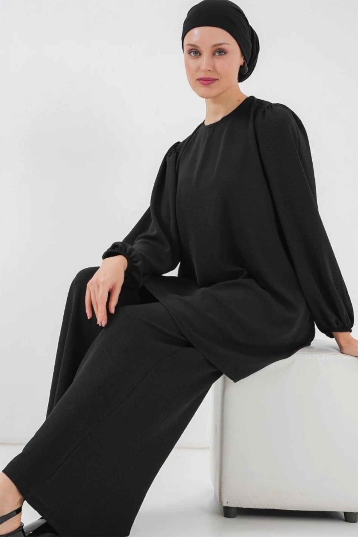 Butik Ayrobin Tunik Pantolon Alt Üst Takım 6712 - Siyah