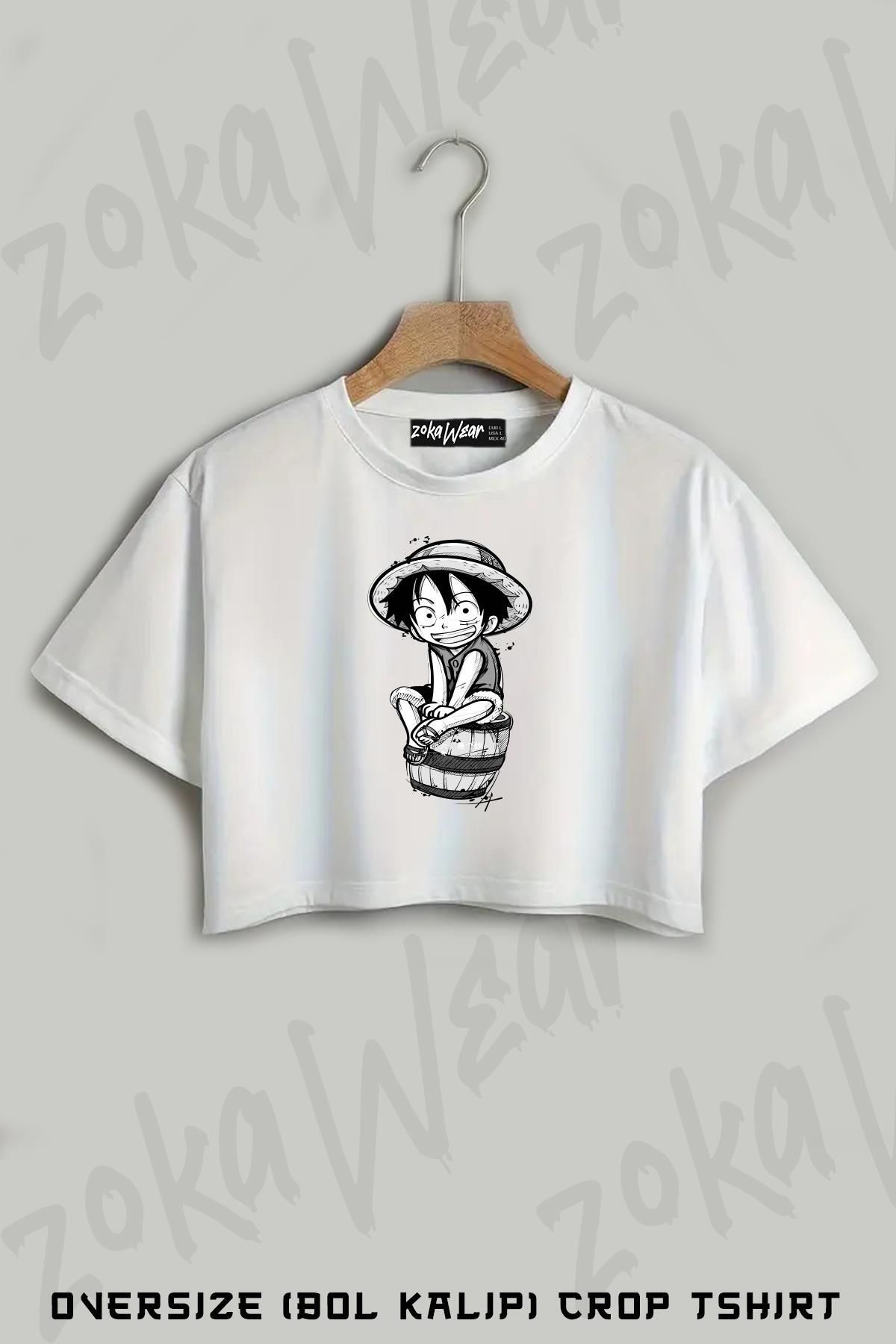ZOKAWEAR One Piece Minimal Baskılı Oversize Crop T-Shirt