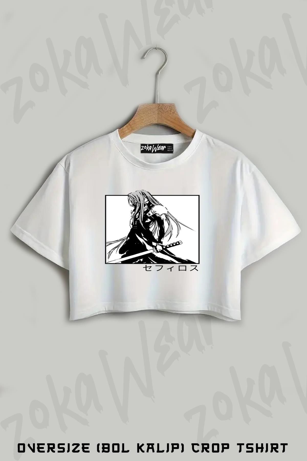 ZOKAWEAR Sephiroth Ffvii Baskılı Oversize Crop T-Shirt
